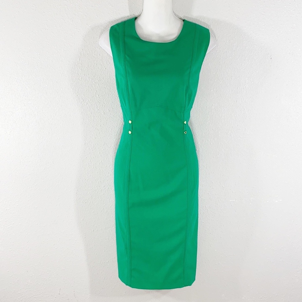 Calvin Klein green gold hardware sheath dress